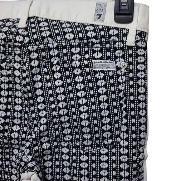 NWT 7 For All Mankind Pieced Jacquard Skinny Jeans White Stripe Geo Size 25 - Picture 7 of 10